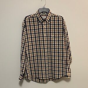 Yves Saint Laurent Navy and Cream Plaid Shirt
